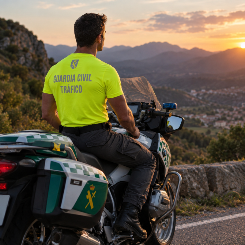 Camiseta Guardia Civil Tráfico Algodón Marcaje Reflectante