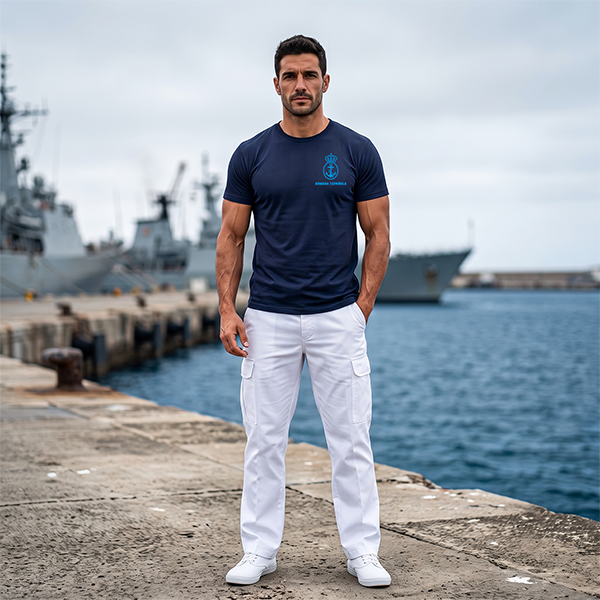Camiseta de algodón Armada Española escudo pecho y espalda